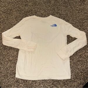 The North Face White Long Sleeve Tee with Blue Logo